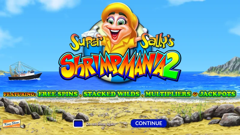 Super Sally's Shrimpmania 2 - основен екран с 5х4 барабана и 40 печеливши линии